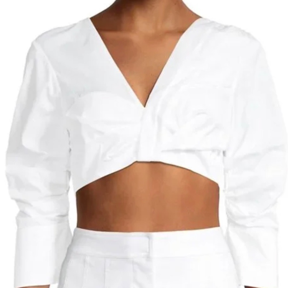 A.L.C. Cropped cotton vneck with 3/4 sleeve sz 10